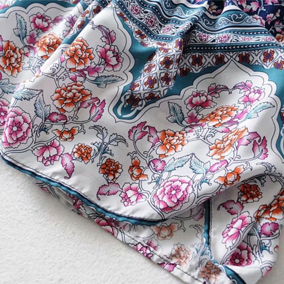 013 Boho Blue Floral Print Ruffle Maxi Skirt Gypsy - Picture 3 of 11